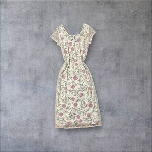 Crochet Tan Floral Maxi Dress